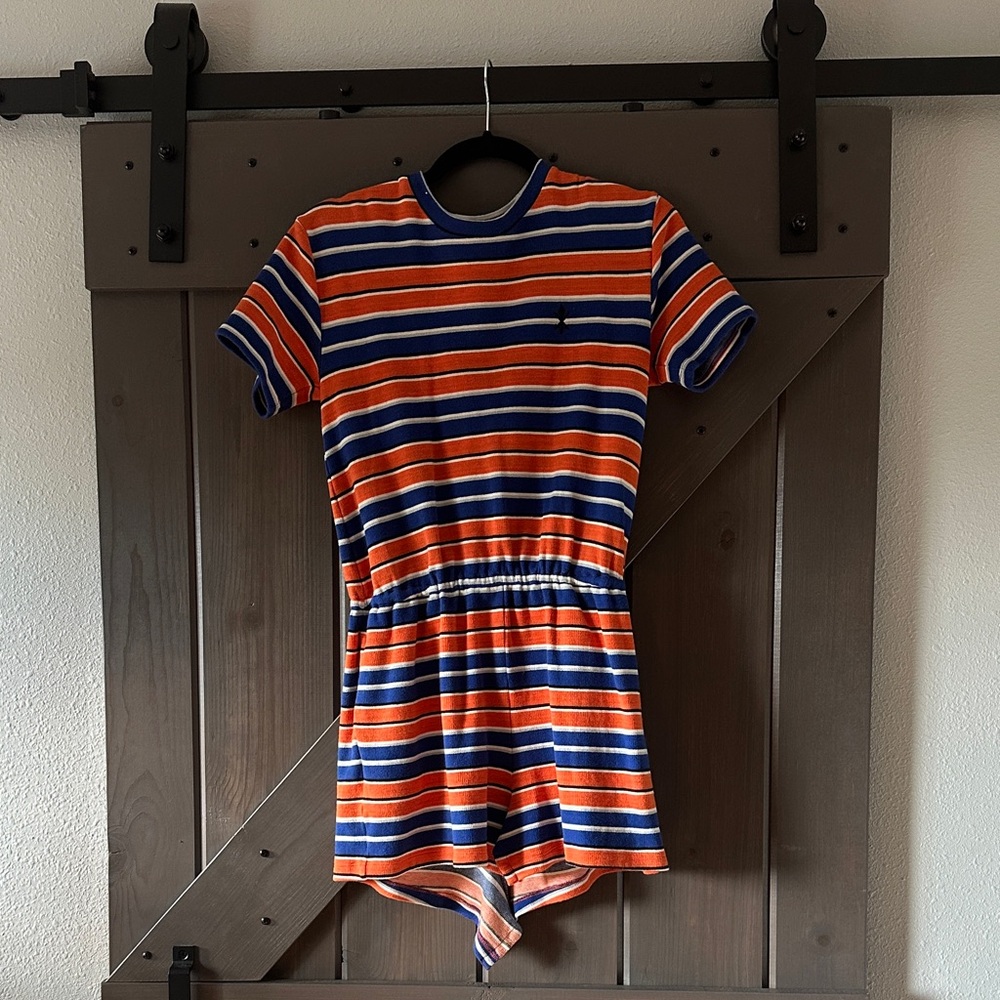 Opening Ceremony - Orange and Blue Striped Knit Romper - EUC
